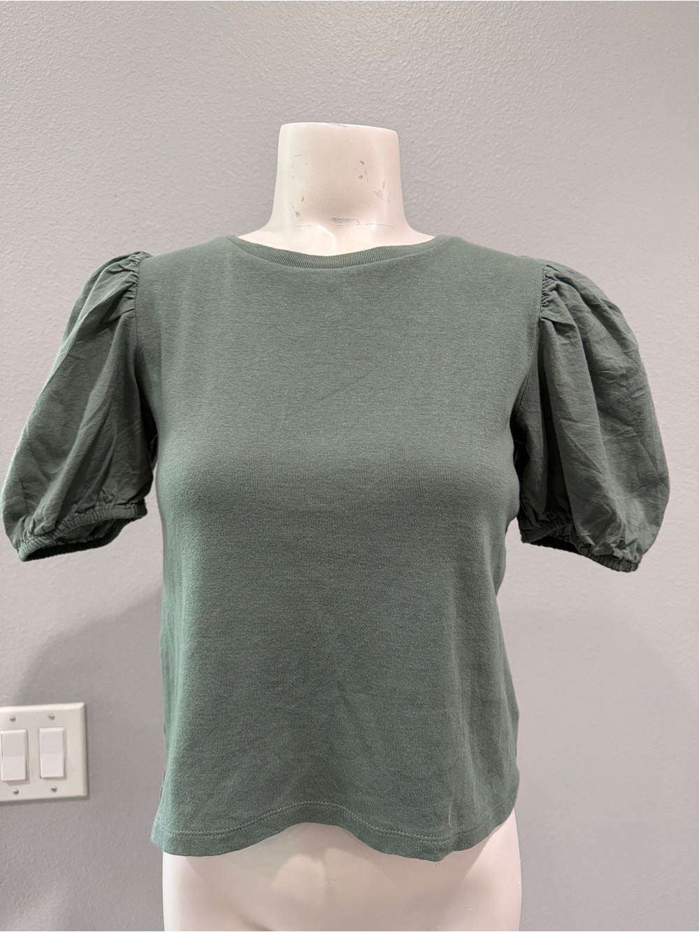 Kids Puff Sleeve Tee in Sage Green